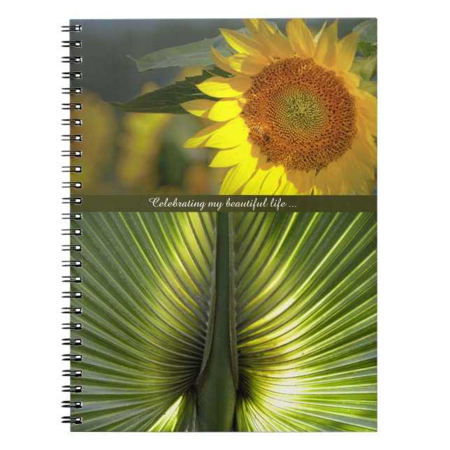 Cuaderno Notepad personalizada de girasol y palma (Frente)