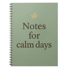 Cuaderno Notes for Calm Days – Minimalist Green Notebook