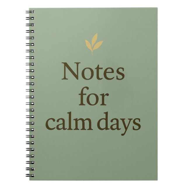 Cuaderno Notes for Calm Days – Minimalist Green Notebook (Frente)