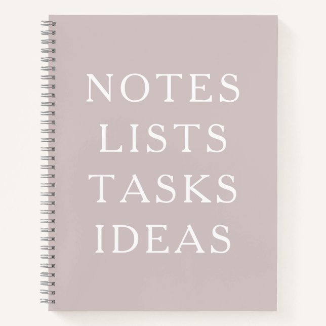 Cuaderno Notes Lists Tasks Ideas Minimal Spiral Notebook (Anverso)