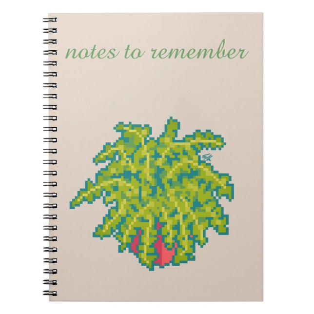 Cuaderno Notes to remember, Fern, varen, pixel art (Frente)