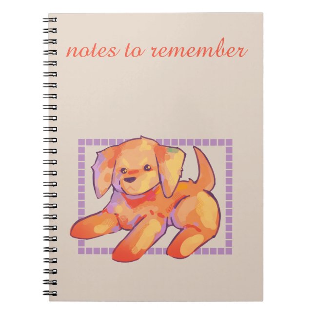 Cuaderno Notes to remember, golden retriever puppy  (Frente)