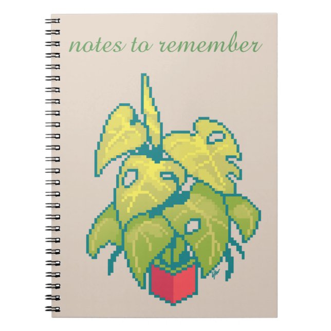 Cuaderno Notes to remember, Monstera , pixel art (Frente)