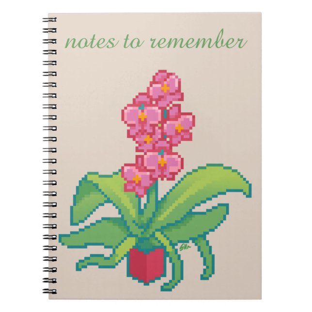Cuaderno Notes to remember, orchid , pixel art (Frente)