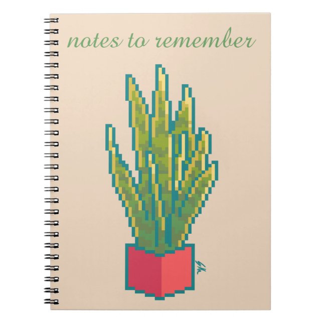 Cuaderno Notes to remember,  snake plant, pixel art (Frente)