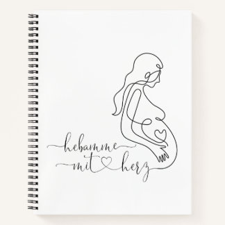 Cuaderno Notizblock Hebamme mit Herz