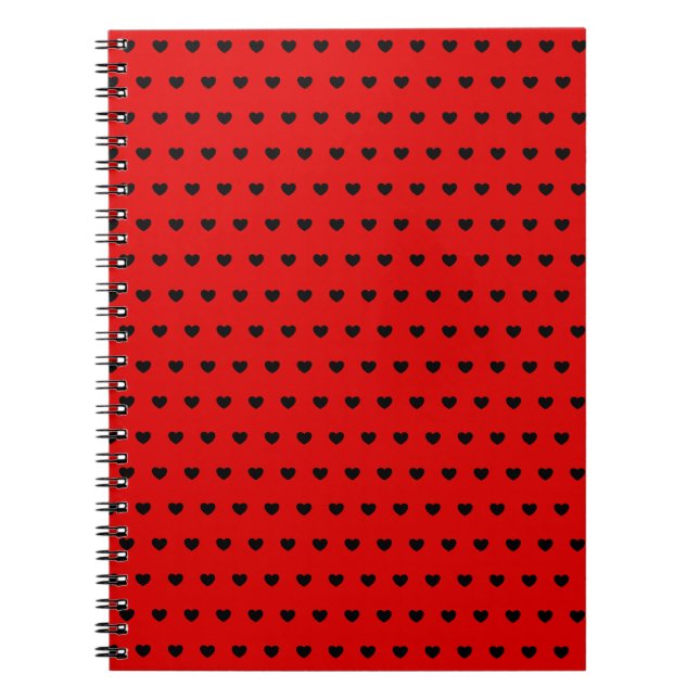 Cuaderno Notorio rojo llamativo con corazón negro (Frente)