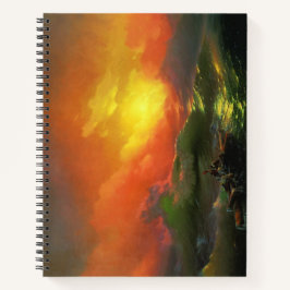 Cuaderno Novena Ola (mar de tormenta con atardecer rojo)