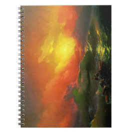 Cuaderno Novena Ola (mar de tormenta con atardecer rojo)