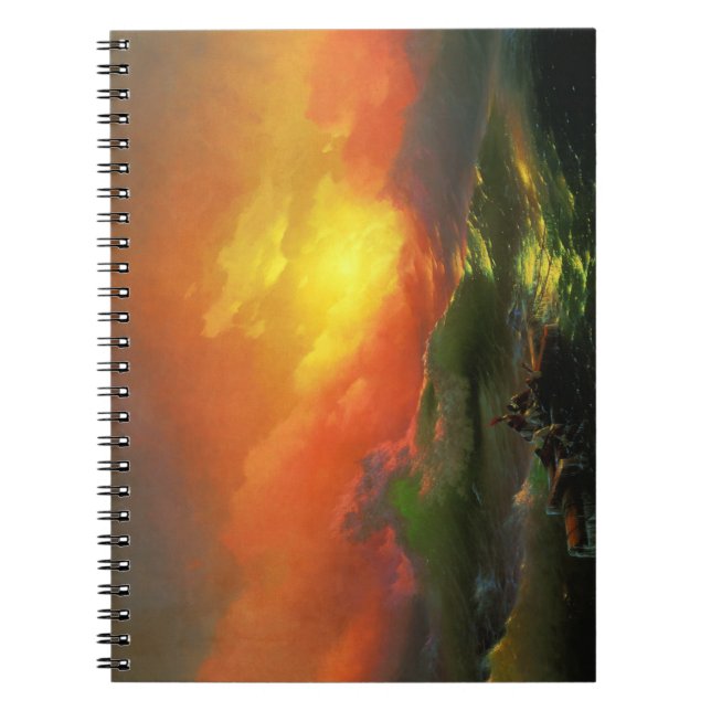 Cuaderno Novena Ola (mar de tormenta con atardecer rojo) (Frente)