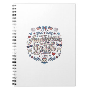 Cuaderno Novia Americana Diseño Vectorial de Boda Patriótic