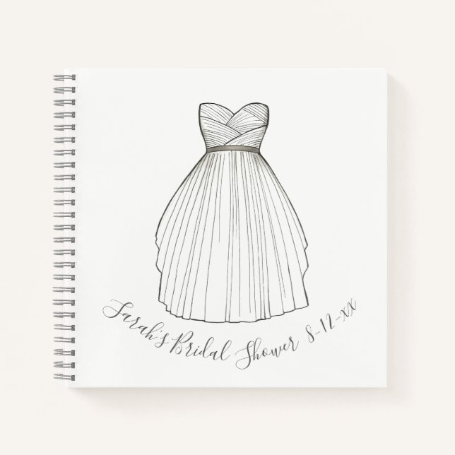 Cuaderno Novia ducha de novia Boda personalizado vestido (Anverso)