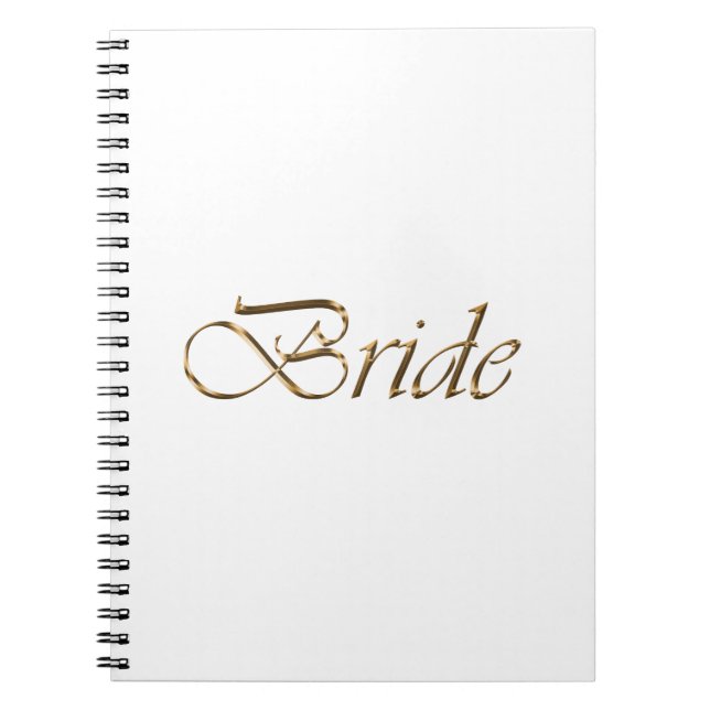Cuaderno Novia, guión dorado elegante moda boda blanco (Frente)