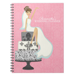 Cuaderno Novia haitiana marrón en pastel Boda {rosa}