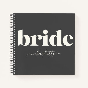 Cuaderno Novia moderna minimalista simple en blanco y negro