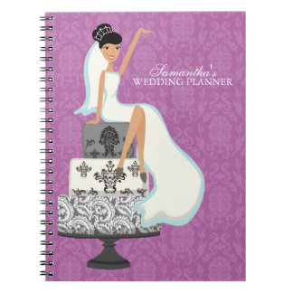 Cuaderno Novia oscura haitiana sobre pastel Boda {orquid}