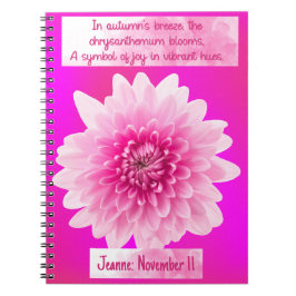 Cuaderno Noviembre Crysanthemum Nacimiento Flor Espiral Blo