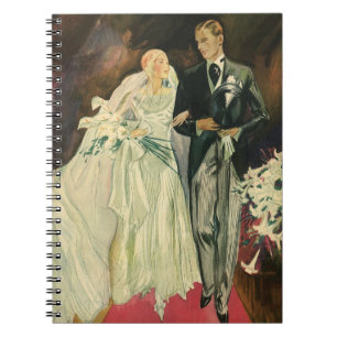 Cuaderno Novios recién casados de boda Art Déco vintage