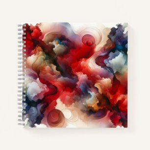 Cuaderno Nube acuarela de abstración de humos rojos de Garn