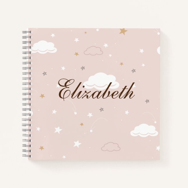 Cuaderno Nube con Patrón Rosa Suave (Anverso)
