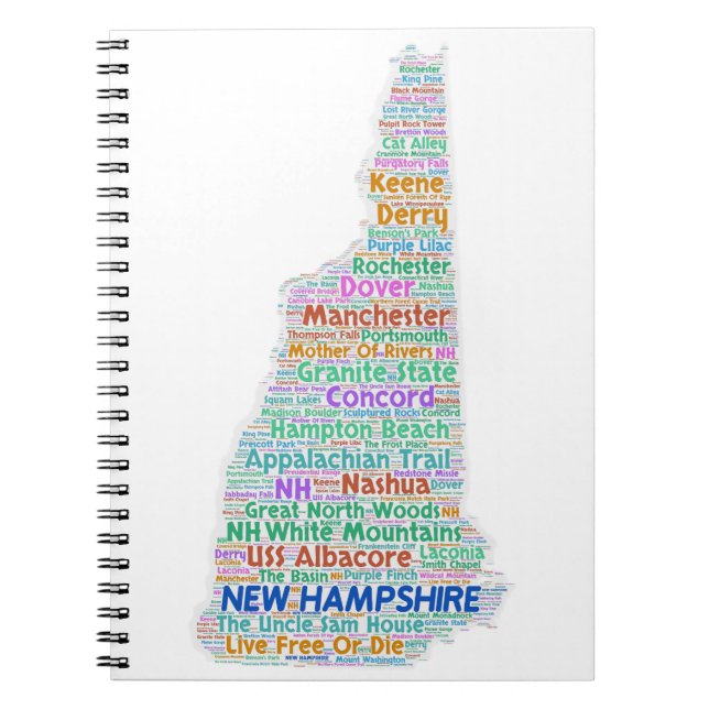 Cuaderno Nube de la palabra de New Hampshire (Frente)