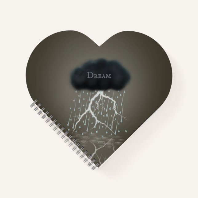 Cuaderno Nube de Lluvia Oscura y Corazón Personalizado Ligh (Anverso)