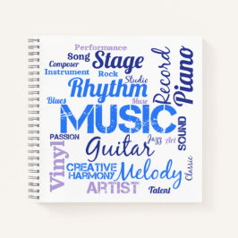 Cuaderno Nube de palabras de amante de la música músico