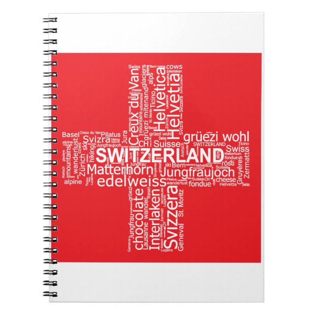 Cuaderno Nube de palabras de bandera de Suiza (Frente)