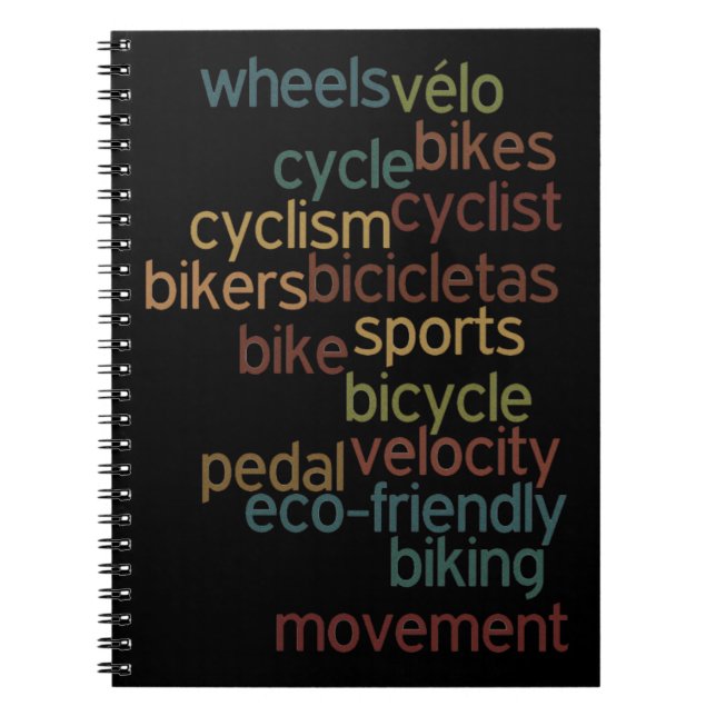 Cuaderno nube de palabras de bicicleta (Frente)