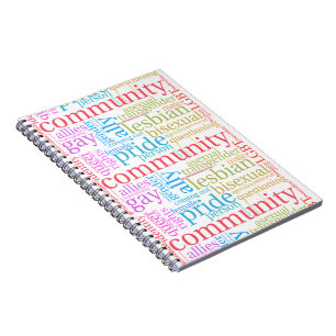 Cuaderno nube de palabras de la comunidad LGBTQ+ arcoíris d