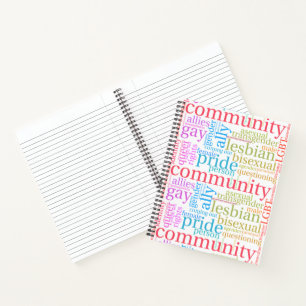 Cuaderno nube de palabras de la comunidad LGBTQ+ arcoíris d