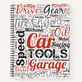 Cuaderno Nube de palabras para entusiastas de automóviles