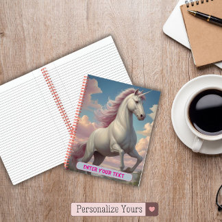 Cuaderno Nubes Blancas de Unicornio Personalizadas