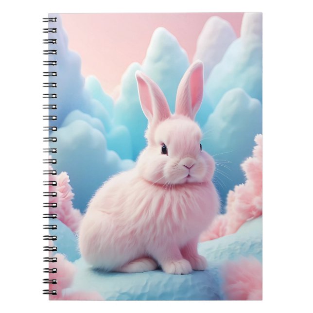 Cuaderno Nubes de algodón de conejo rosado (Frente)