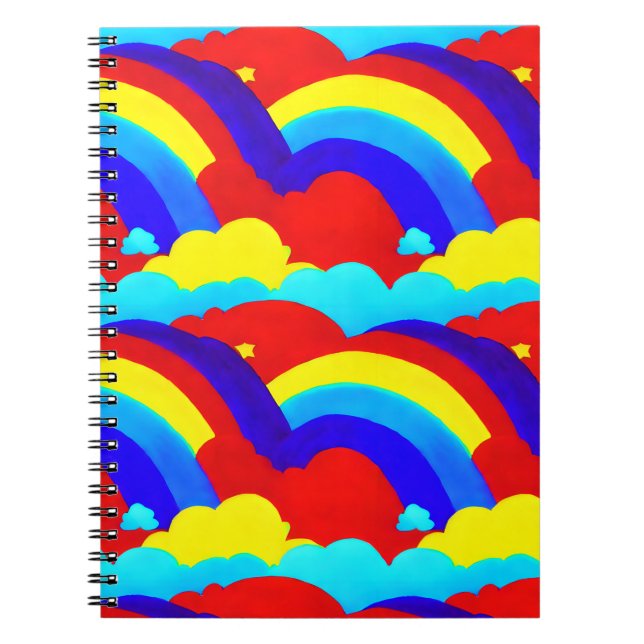 Cuaderno Nubes de Arcoíris Coloridas Patrón para Niños  (Frente)