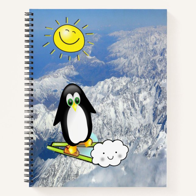 Cuaderno Nubes de esquiar pingüino para portátiles espirale (Anverso)