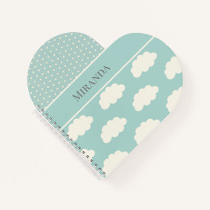 Cuaderno Nubes de polka puntos verdes tu nombre Pastel