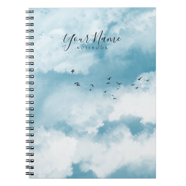 Cuaderno Nubes de verano azul claro personalizadas (Frente)
