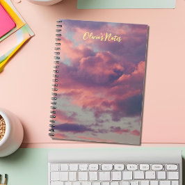Cuaderno Nubes estéticas de atardecer rosadas y onduladas