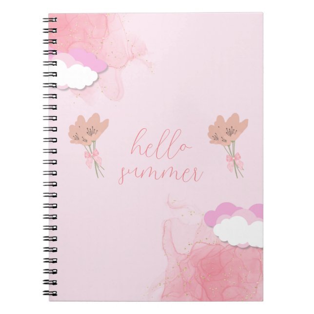 Cuaderno Nubes rosas lindas y floridas (Frente)