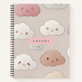 Cuaderno Nubes sonrientes personalizadas de Kawaii Pastel