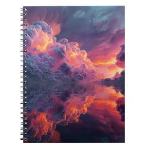 Cuaderno Nubes surrealistas brillantes del atardecer reflej