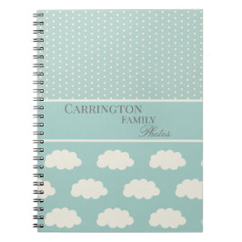 Cuaderno Nubes tu nombre Polka puntos verdes