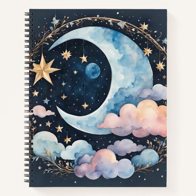 CUADERNO NUBES Y ESTRELLAS DE LA LUNA AZUL CELESTIAL (Anverso)