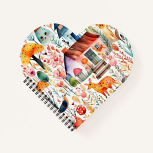 Cuaderno Núcleo de cabaña floral animales del campo casas