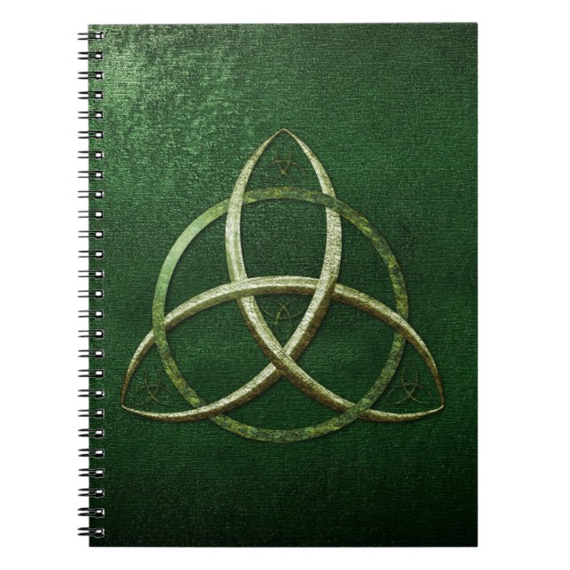 Cuaderno Nudo céltico verde de la trinidad (Frente)