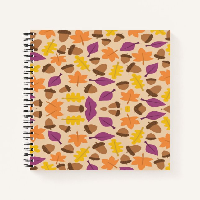 Cuaderno Nueces y hojas bloc de notas de patrón de otoño (Anverso)