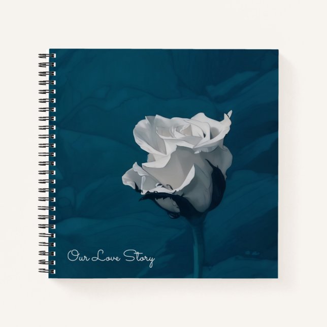 Cuaderno Nuestra cita de la historia de amor White Rose Blu (Anverso)