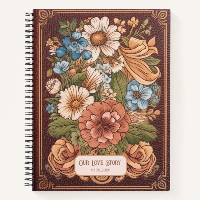 Cuaderno Nuestra historia de amor Vieja Floral Faux Leather (Anverso)