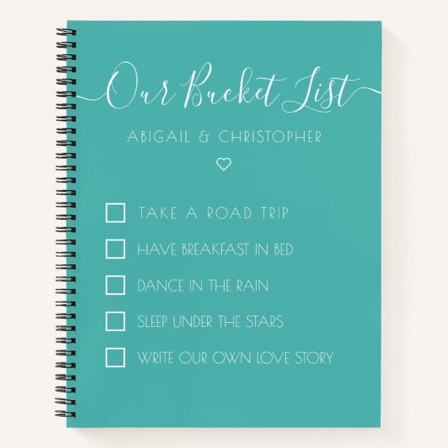 Cuaderno Nuestra lista de cubo Keepsake personalizado (Anverso)